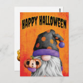 Niedlicher Pumpkin Gnome Happy Halloween Postkarte (Vorne/Hinten)
