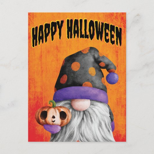 Niedlicher Pumpkin Gnome Happy Halloween Postkarte (Vorderseite)