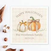 Niedlicher Pumpkin-Halloween-Party mit Familiennam Serviette