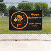 Niedlicher Pumpkin Head Trick oder Treater Hallowe Banner (Insitu)