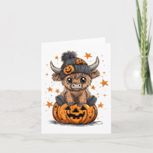 Niedlicher Pumpkin Highland Kuh Halloween Kuh Love Karte