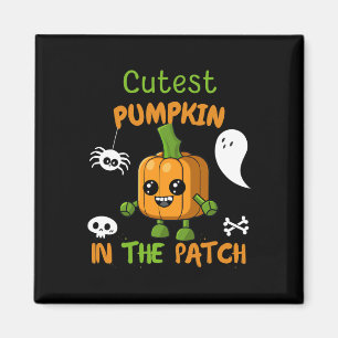 Niedlicher Pumpkin im Patchboy-Girl-Kleinkind fall Magnet