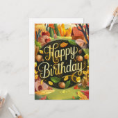 Niedlicher Pumpkin Maple Leaf Herbst glücklich Geb Karte (Vorderseite/Rückseite Beispiel)