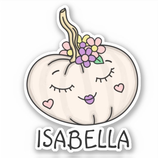 Niedlicher Pumpkin mit Name Personalisiert Sticker (Vorderseite)