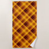 Niedlicher Pumpkin Orange Kariert Beach Handtuch (Vorderseite)