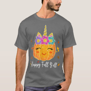 Niedlicher Pumpkin Unicorn Halloween Erntedank T-Shirt