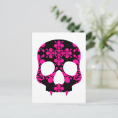 Niedlicher Punk-Gauge-Skull heiß rosa und schwarz Postkarte (Stehend Vorderseite)