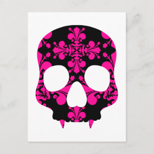 Niedlicher Punk-Gauge-Skull heiß rosa und schwarz Postkarte