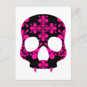 Niedlicher Punk-Gauge-Skull heiß rosa und schwarz Postkarte (Vorderseite)