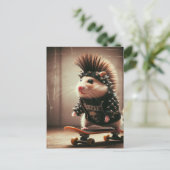 Niedlicher Punk Rock Skateboarding Hamster der 80e Postkarte (Stehend Vorderseite)