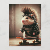 Niedlicher Punk Rock Skateboarding Hamster der 80e Postkarte (Vorderseite)