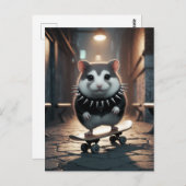Niedlicher Punk Spiker Collar Skateboarding Hamste Postkarte (Vorne/Hinten)