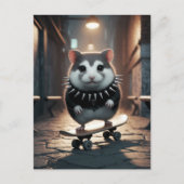 Niedlicher Punk Spiker Collar Skateboarding Hamste Postkarte (Vorderseite)