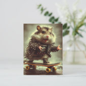 Niedlicher Punk-Spikes-Jacket-Skateboard-Hamster Postkarte (Stehend Vorderseite)