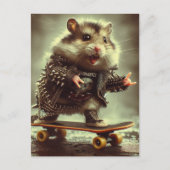 Niedlicher Punk-Spikes-Jacket-Skateboard-Hamster Postkarte (Vorderseite)