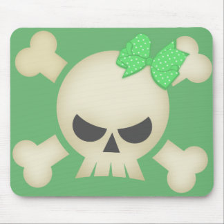 Niedlicher Punkschädel und Bogen (grünes) Mousepad