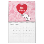 Niedlicher Punkt des weißen Elefanten Kalender (Feb 2026)