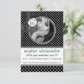 Niedlicher Punkt Muster Süß 16 Party Einladung (Stehend Vorderseite)