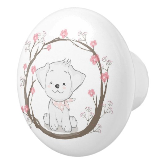 Niedlicher Puppy-Keramik-Knochen Keramikknauf (Rechts)