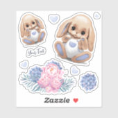 Niedlicher Putz-Bunny- Vinyl Sticker nach Maß gesc (Blatt)