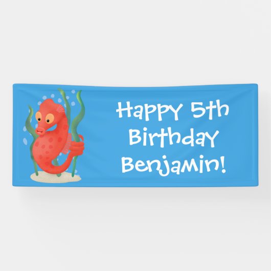 Niedlicher Pygmäen-Seepferd-Cartoon Banner (Horizontal)
