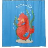 Niedlicher Pygmäen-Seepferd-Cartoon Duschvorhang (Vorderseite)