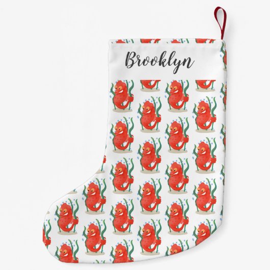 Niedlicher Pygmäen-Seepferd-Cartoon Kleiner Weihnachtsstrumpf (Rückseite)