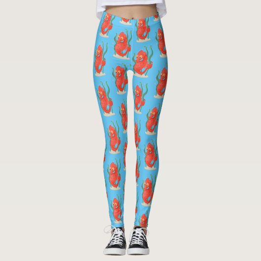 Niedlicher Pygmäen-Seepferd-Cartoon Leggings (Vorderseite)