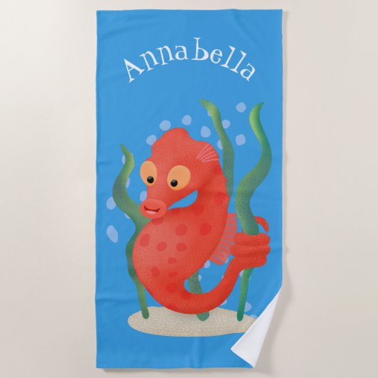 Niedlicher Pygmäen-Seepferd-Cartoon Strandtuch (Vorderseite)