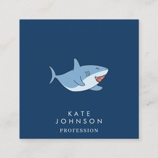 Niedlicher QR-Code für Weißhaie Quadratische Visitenkarte (Vorderseite)