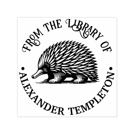 Niedlicher Quad Echidna Australien Bibliotheksname Permastempel (Design)