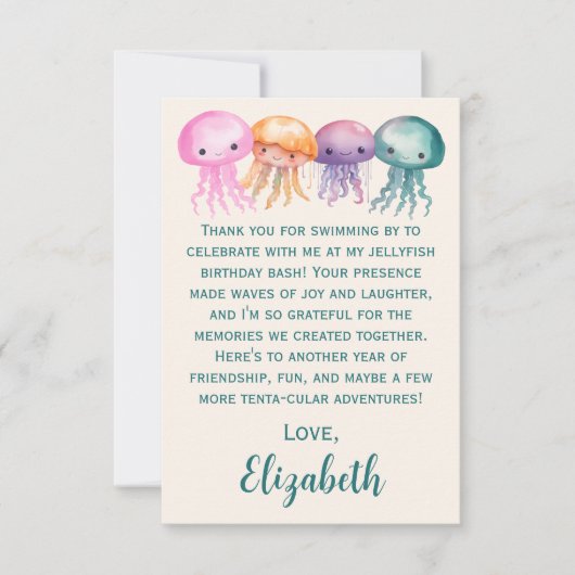 Niedlicher Quallenfisch unter dem Meer Dankeskarte (Vorderseite)