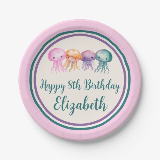 Niedlicher Quallenfisch unter dem Meer Pappteller (Vorderseite)