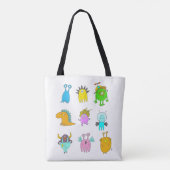 Niedlicher Quirky farbenfroher Monster-Cartoon Per Tasche (Rückseite)