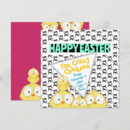 Niedlicher Quirky "Happy Oaster You Crazy Chickens Feiertagskarte