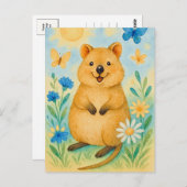 Niedlicher Quokka Frühjahr Sommer Kangaroo Tier Po Postkarte (Vorne/Hinten)
