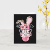 Niedlicher Rabbit Bubble Gum Ostertag Bunny Leopar Karte (Gelbe Blume)