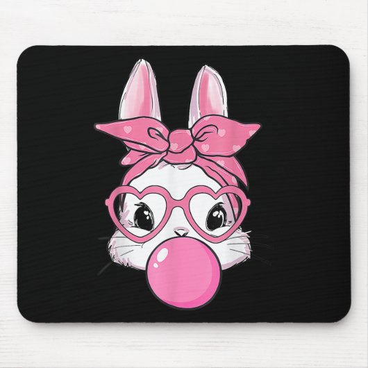 Niedlicher Rabbit Bunny Blows Gum Ostertag Mousepad (Vorne)