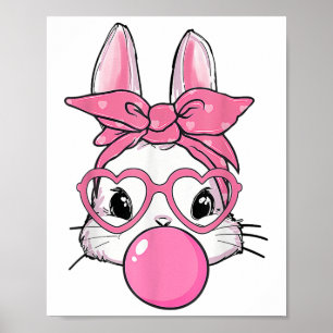 Niedlicher Rabbit Bunny Blows Gum Ostertag Poster