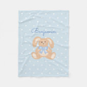 Niedlicher Rabbit Pastel Blue Polka Dots Kinder Fleecedecke (Vorderseite)