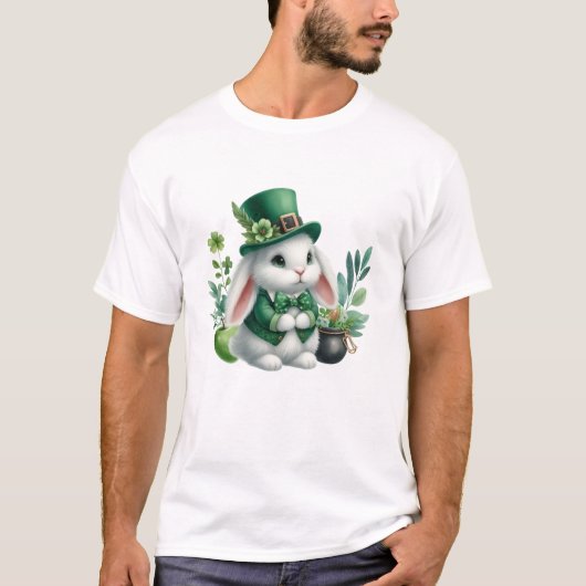 Niedlicher Rabbit St Patricks Day T-Shirt (Vorderseite)