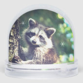 Niedlicher Raccoon auf dem Dschungelschneeglobe Schneekugeln (Rückseite)