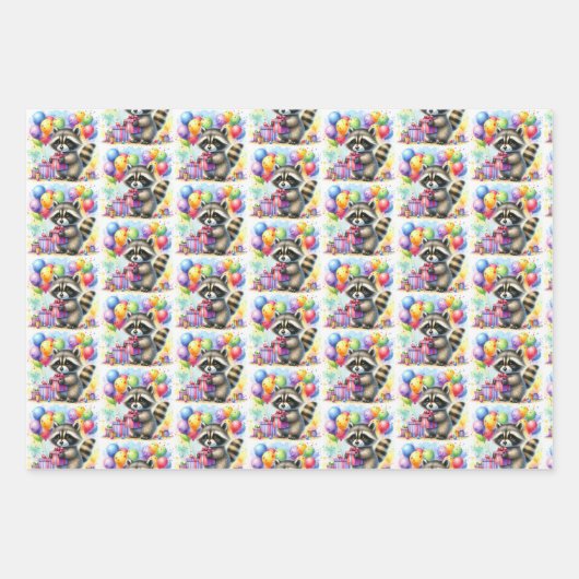 Niedlicher Raccoon, Bären und Eichhörnchen Geburts Geschenkpapier Set (Vorderseite)
