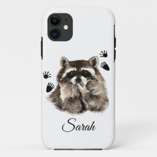 Niedlicher Raccoon Blown Kisses Footprints Art von Case-Mate iPhone Hülle