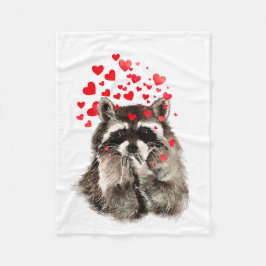 Niedlicher Raccoon Blown Kisses Liebe Herz Tier Fleecedecke