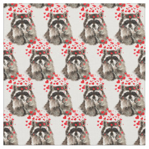 Niedlicher Raccoon Blown Kisses Liebe Herz Tierfre Stoff