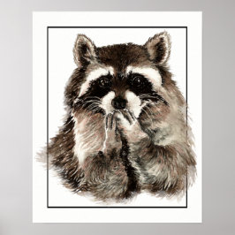 Niedlicher Raccoon Blown Kisses Spaß Kunst Poster