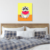Niedlicher Raccoon-Cartoon Leinwanddruck (Insitu (Schlafzimmer))