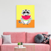 Niedlicher Raccoon-Cartoon Leinwanddruck (Insitu (Wohnzimmer))
