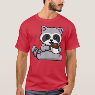 Niedlicher Raccoon Drink Coffee Cup T-Shirt